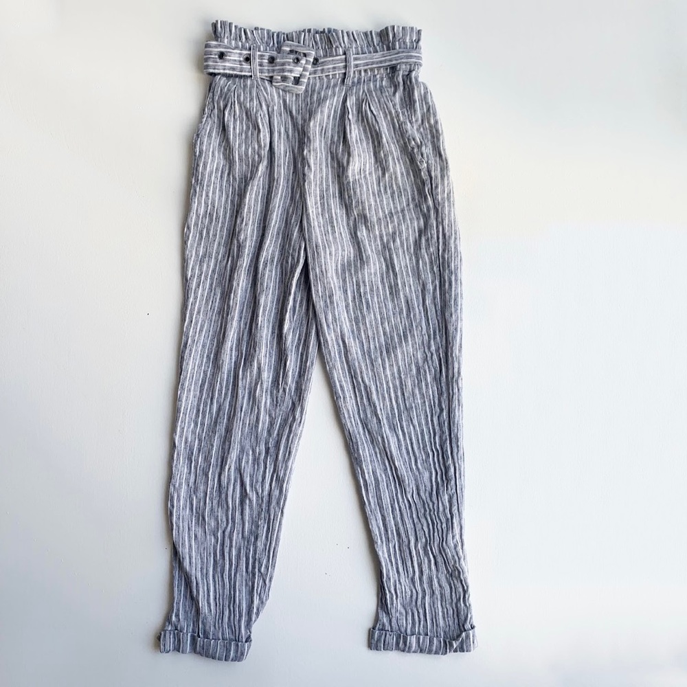 Blue and White Striped Trousers